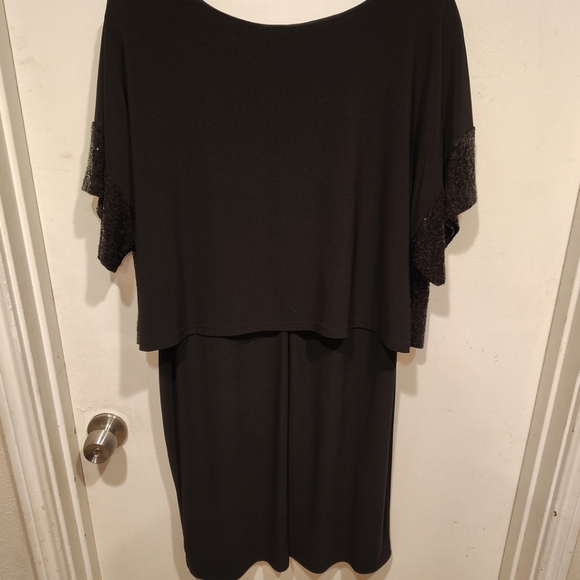 Signature By Robbie Bee Black Stretch Knit Sequin Top 1X Dress Event Evening - Picture 7 of 7
